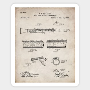 Clarinet Patent - Musician Classical Music Art - Antique Sticker